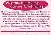 Niyams to observe during Chaturmas