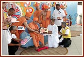 Swamishri cuts the cake on the occasion of Bal din